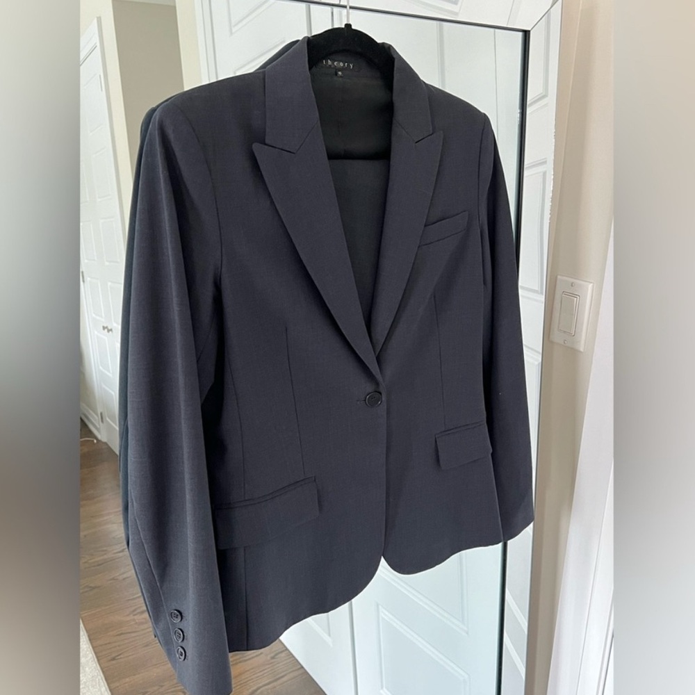 Theory Navy Skirt Suit